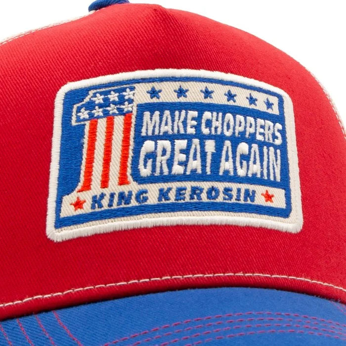 King Kerosin Trucker Cap «Make choppers great again» Rot/Blau