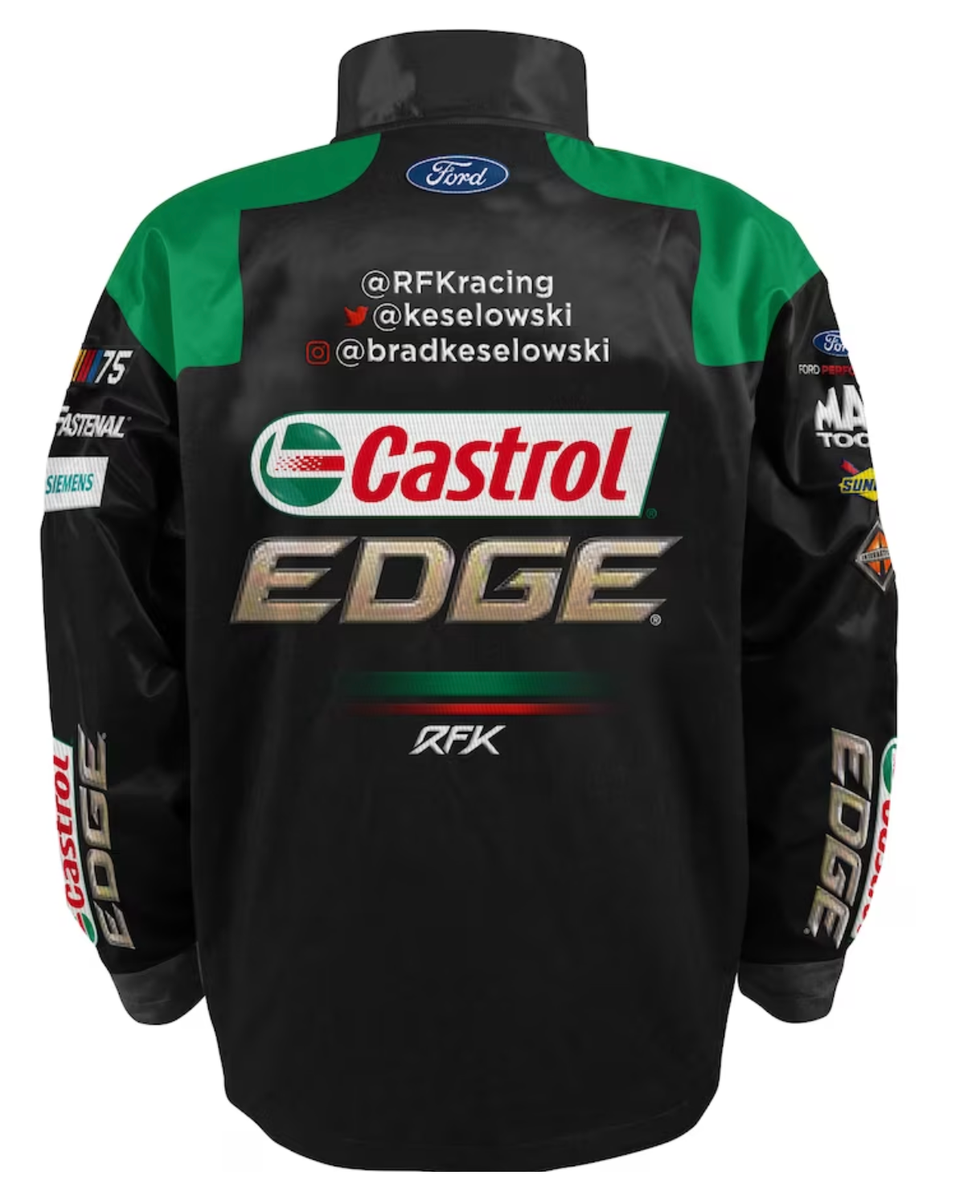 NASCAR Jacke Brad Keselowski RFK Racing Black Castrol Edge Nylon Uniform Jacket
