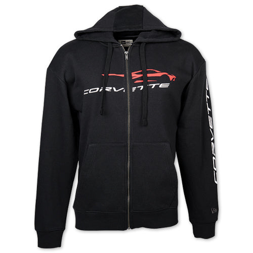 Corvette C8 Kapuzenjacke Sweatjacke mit C8 Silhouette Schwarz
