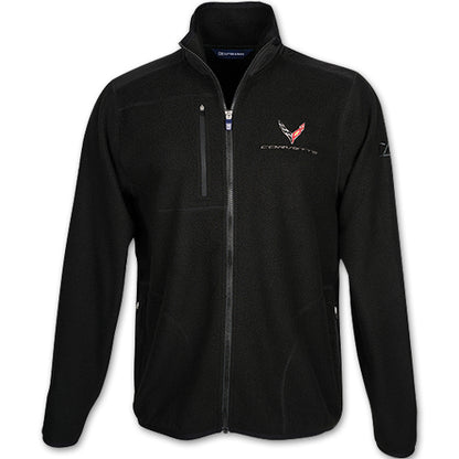 Corvette C8 Fleecejacke mit gesticktem Corvette C8 Logo Schwarz