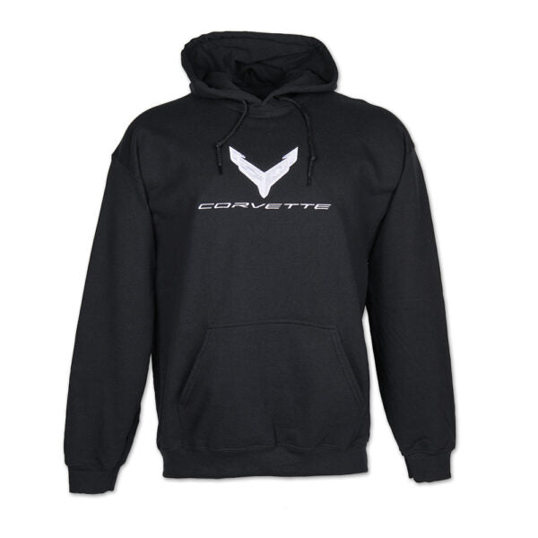 Corvette C8 Silver Badge Hoodie Schwarz