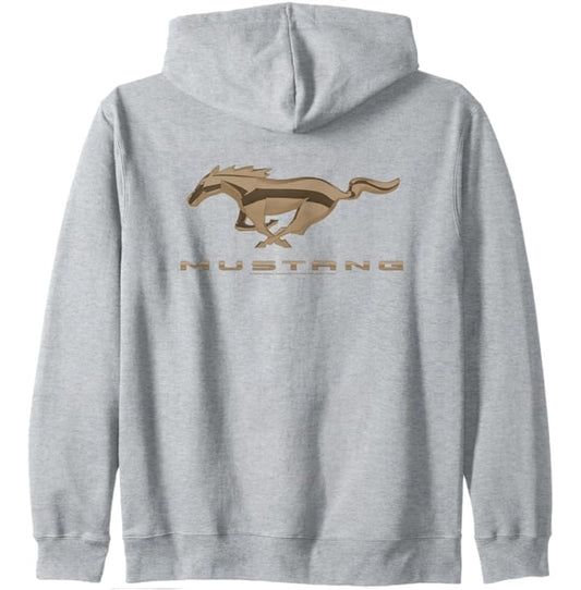 Ford Mustang Kapuzenjacke mit goldenem Mustang Running Horse Hellgrau