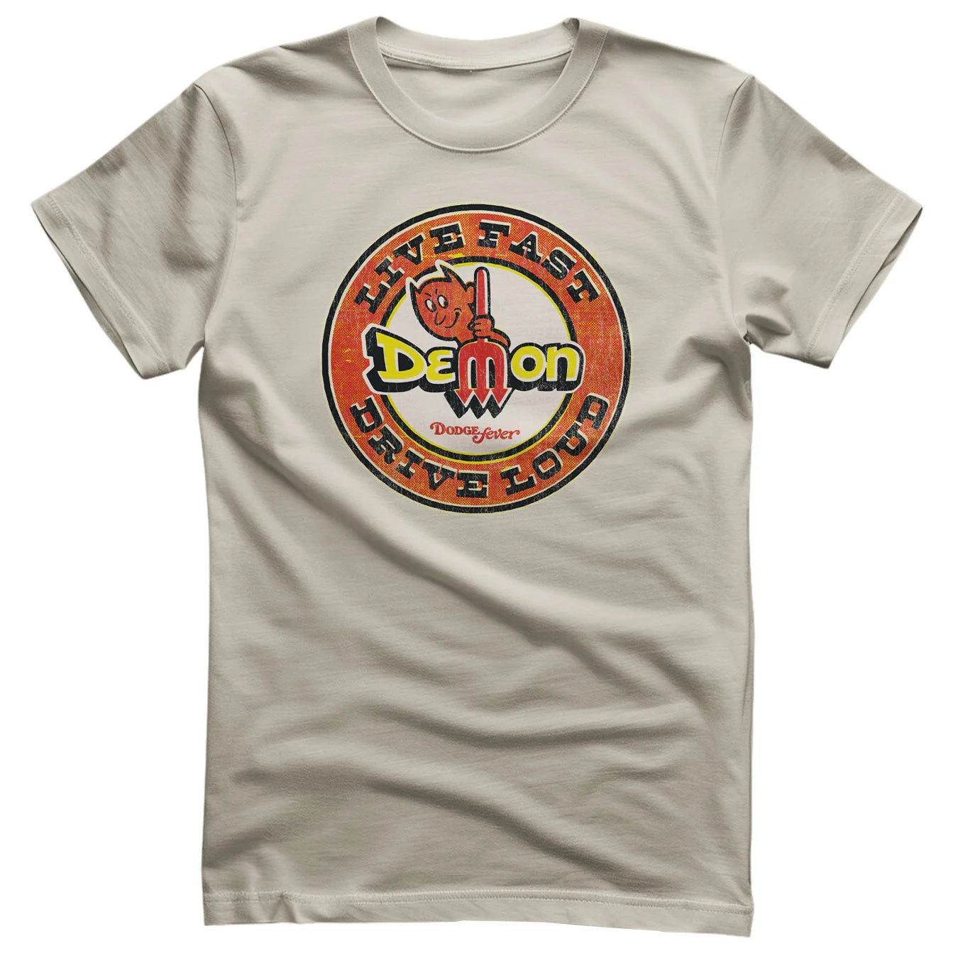Dodge Demon T-Shirt Live Fast Drive Loud Khaki