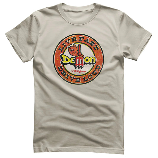 Dodge Demon T-Shirt Live Fast Drive Loud Khaki