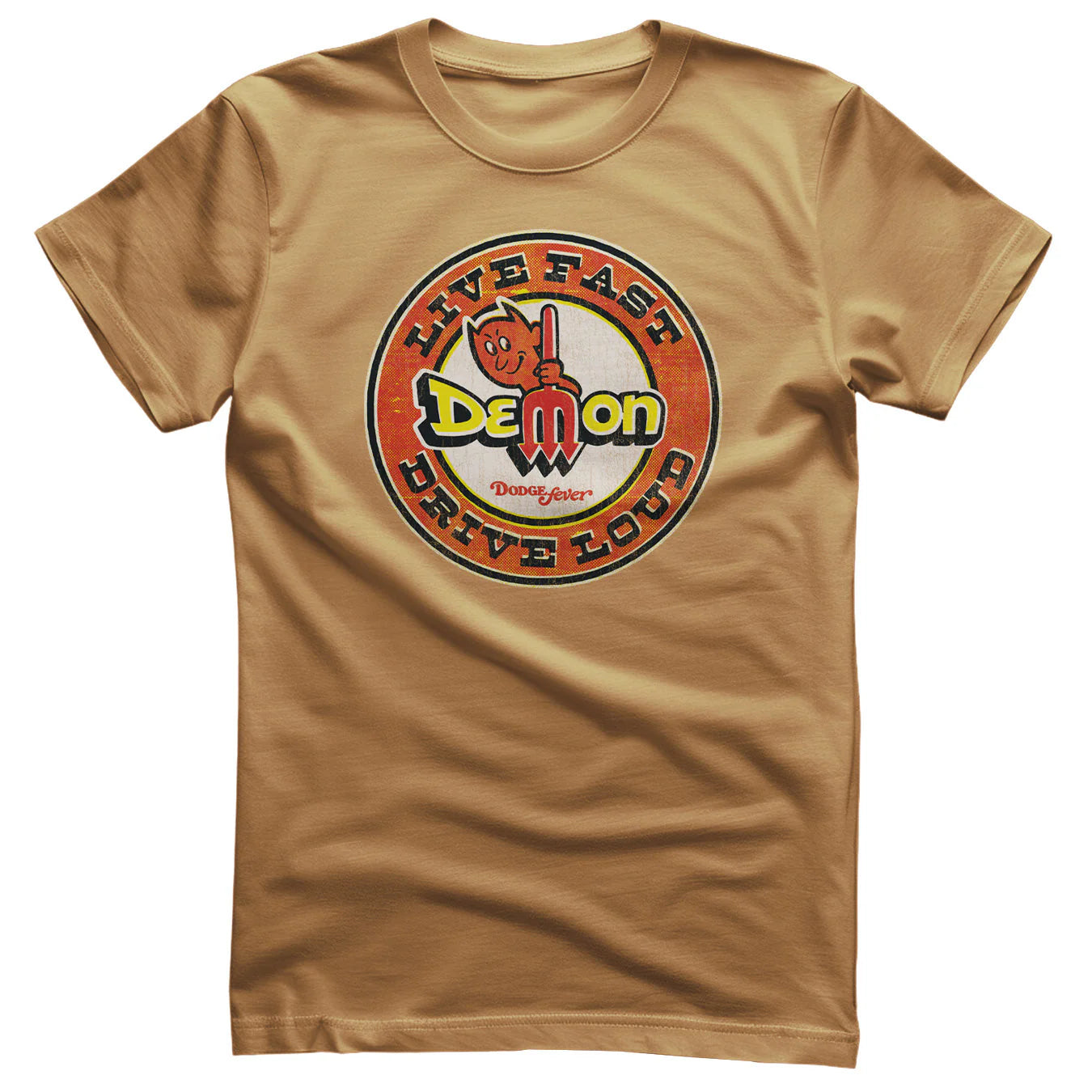 Dodge Demon T-Shirt Live Fast Drive Loud Old Gold