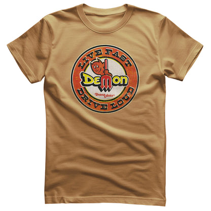 Dodge Demon T-Shirt Live Fast Drive Loud Old Gold