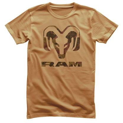 Dodge RAM T-Shirt mit RAM Camo Logo Old Gold
