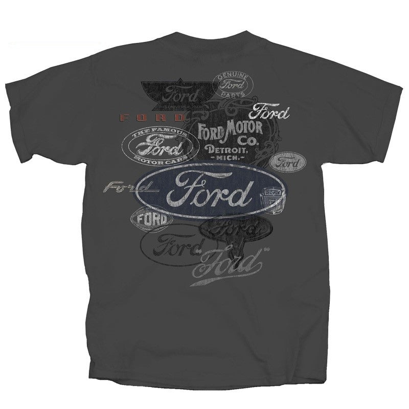 Ford T-Shirt Ford Logo Collage "Thru The Years" Anthrazit