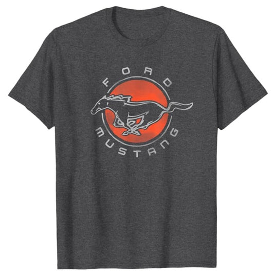 Ford Mustang T-Shirt Mustang Running Horse Circle Logo Charcoal