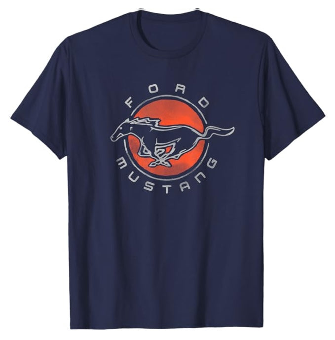 Ford Mustang T-Shirt Mustang Running Horse Circle Logo Navy