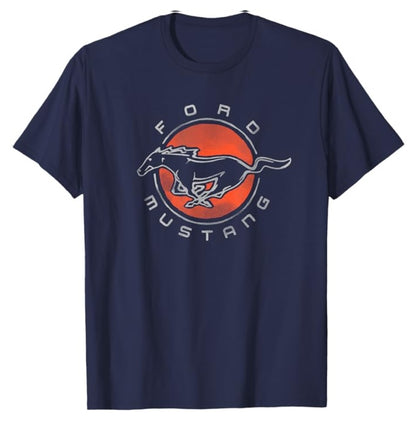 Ford Mustang T-Shirt Mustang Running Horse Circle Logo Navy