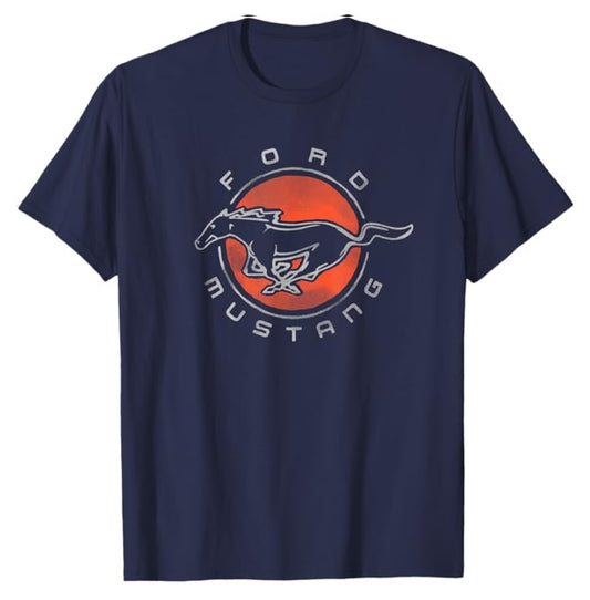 Ford Mustang T-Shirt Mustang Running Horse Circle Logo Navy