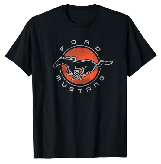 Ford Mustang T-Shirt Mustang Running Horse Circle Logo Schwarz