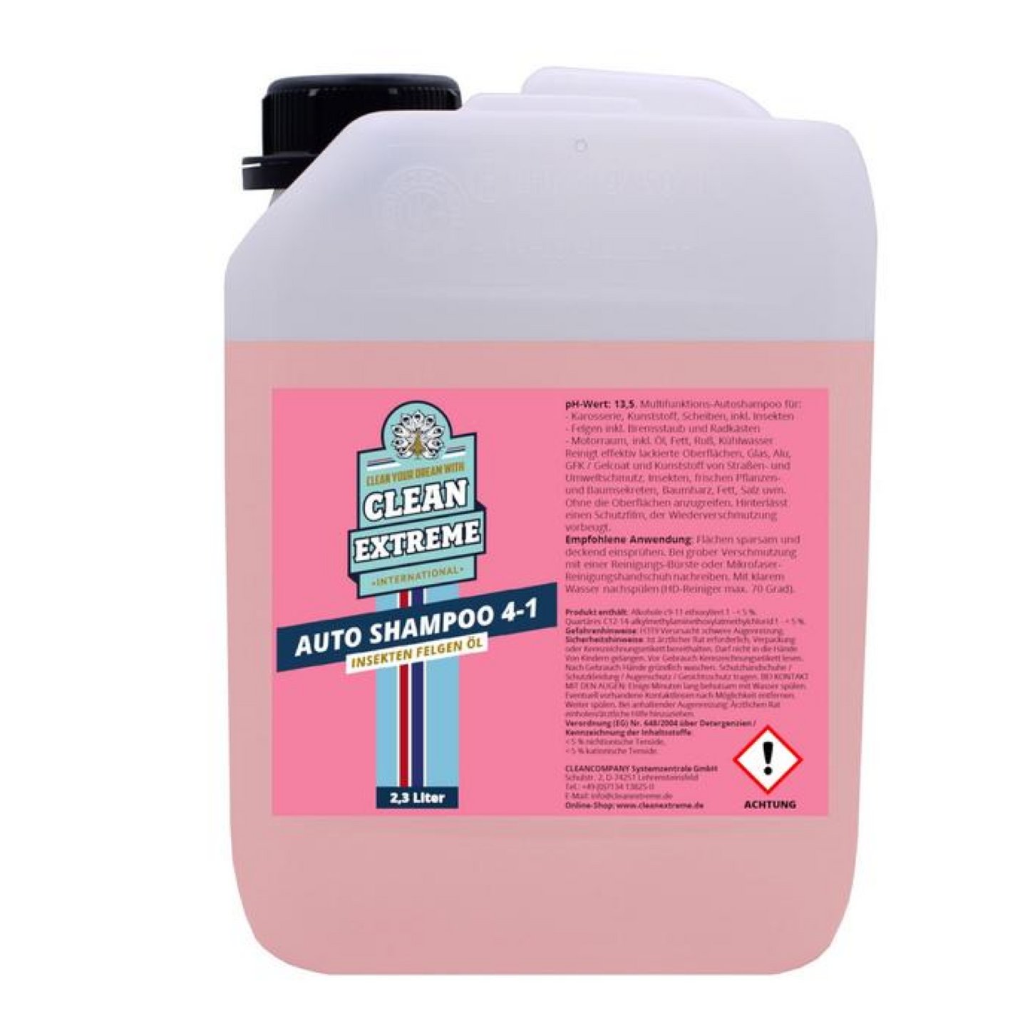 CLEANEXTREME Autoshampoo 4-in-1: Shampoo-Insekten-Felgen-Öl - 2,3 Liter
