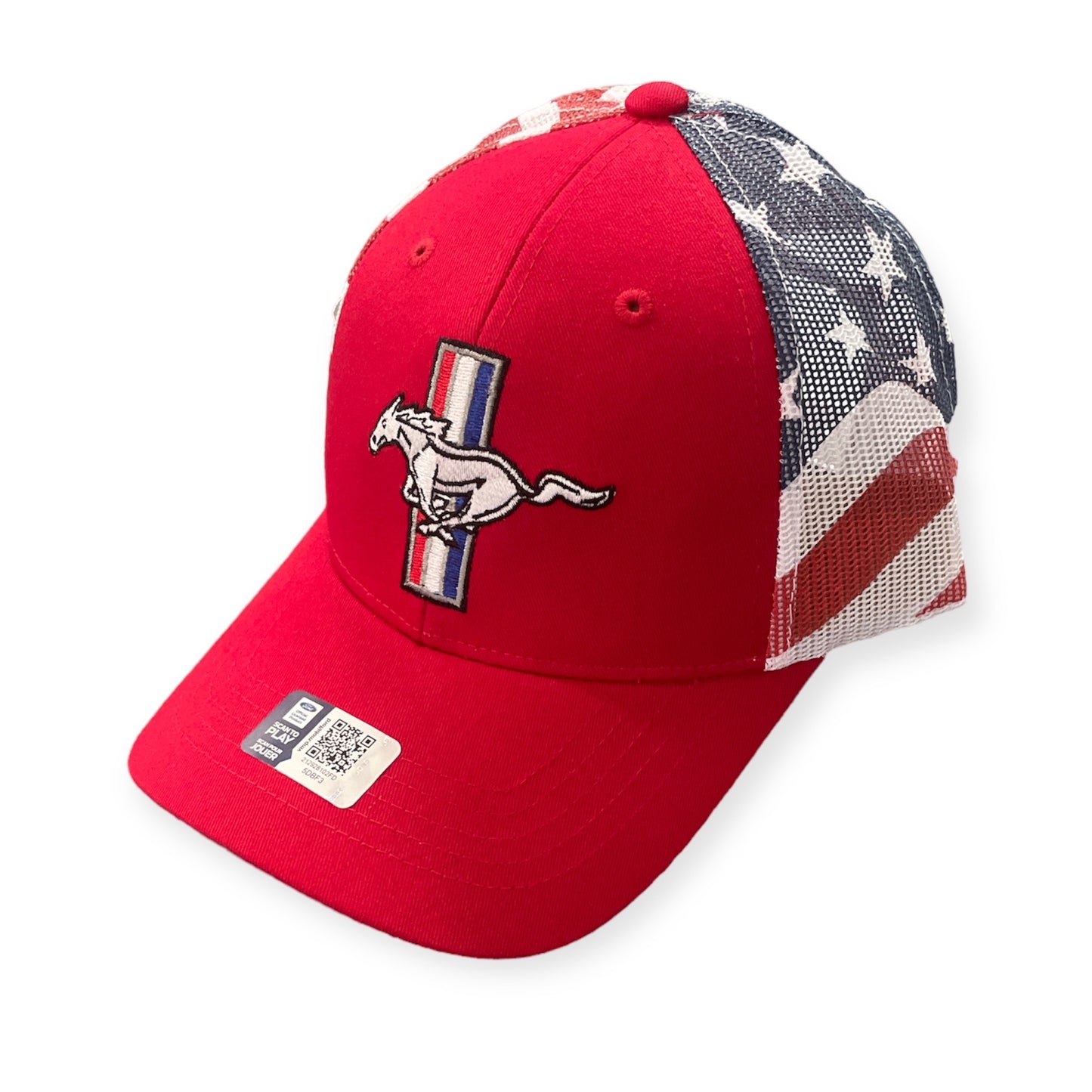 Berretto Mustang Nero Rosso Cappellino Ford Mustang Licensed - Berretto Trucker Nero Con Logo Pony Rosso, Regolabile, Uomo Cappellino Regolabile Nero Rosso - Foto 10