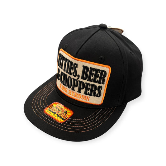 King Kerosin Flat Cap «Titties, Beer & Choppers» Schwarz