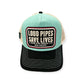King Kerosin Trucker Cap «Loud Pipes Save Lives» Türkis/Schwarz