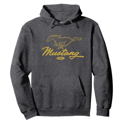 Ford Mustang Hoodie Pony Script Logo Charcoal