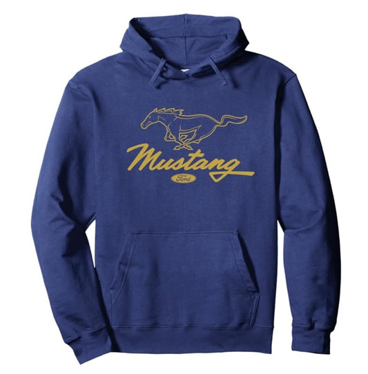 Ford Mustang Hoodie Pony Script Logo Navy