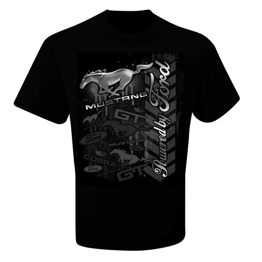 Ford Mustang T-Shirt Mustang Powered by Ford Collage Schwarz