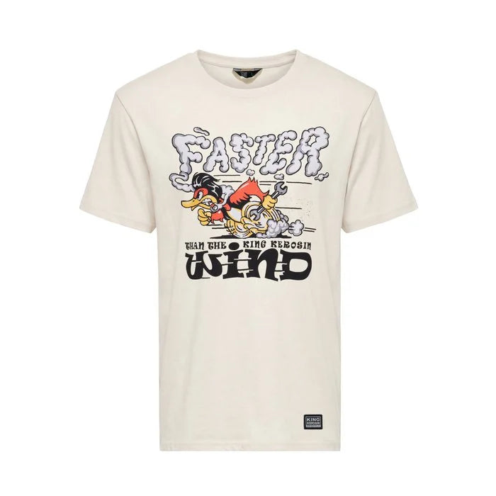 King Kerosin Herren T-Shirt «Faster Then The Wind» Off White