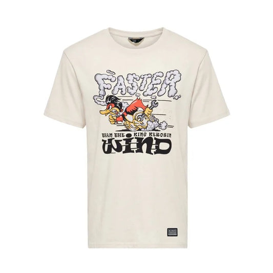 King Kerosin Herren T-Shirt «Faster Then The Wind» Off White