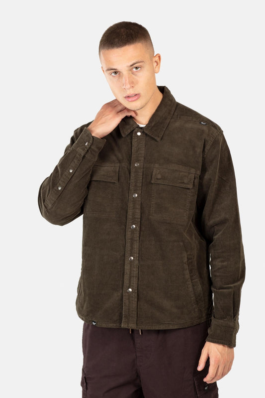 Reell Duke Overshirt Baby Cord Dark Green