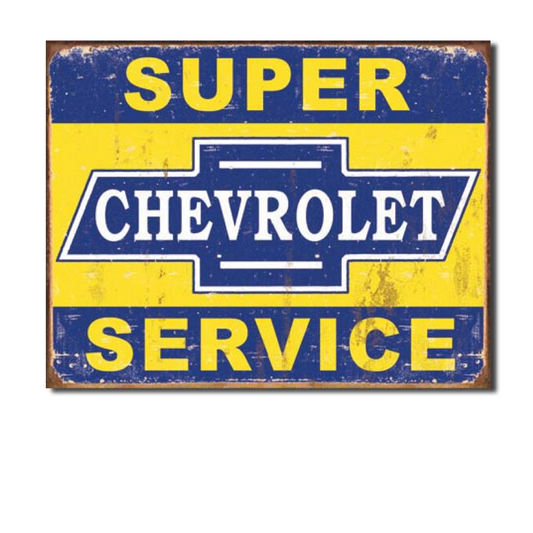Chevrolet Blechschild "Super Chevy Service" Vintage Sign