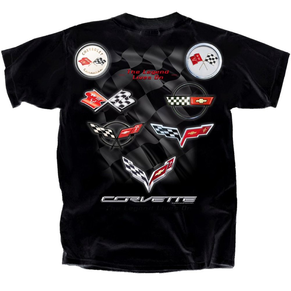 Corvette T-Shirt Corvette Logo Emblem Collection Schwarz