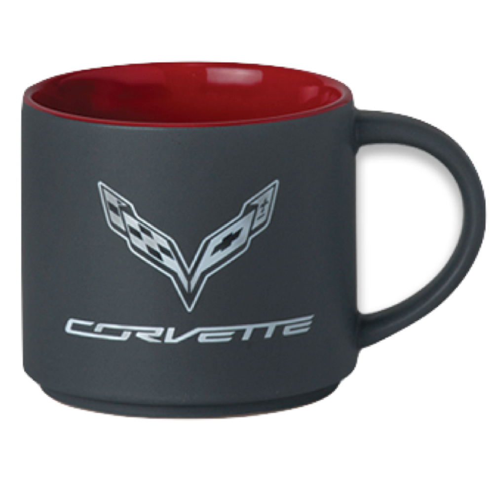 Corvette Kaffeetasse Coffee Mug Corvette C7 Logo Flag Anthrazit