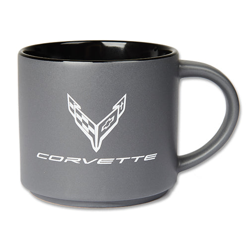 Corvette Kaffeetasse Coffee Mug Corvette C8 Logo Flag Anthrazit