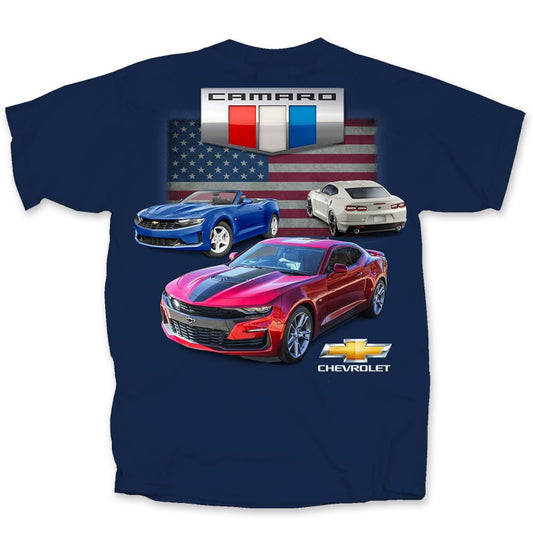 Camaro T-Shirt Camaro New Generation Flag Dunkelblau