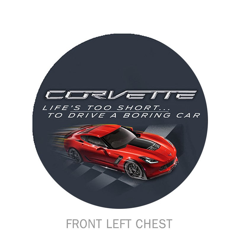Corvette T-Shirt Corvette "Life's Too Short To Drive A Boring Car" Dunkelgrau
