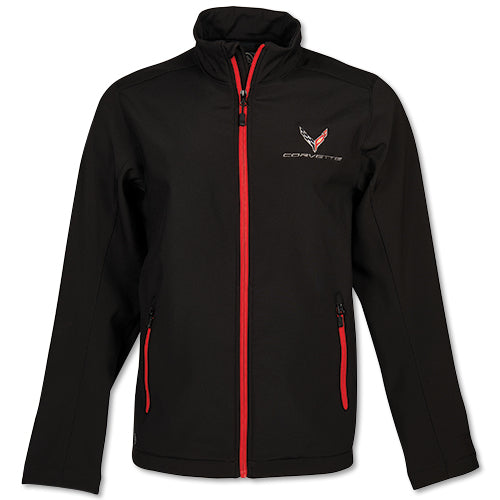 Corvette Softshell Jacke Corvette Logo New Generation Schwarz/Rot