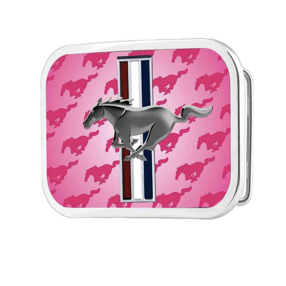 Ford Mustang Gürtelschnalle Buckle Mustang Tribar Logo Pink