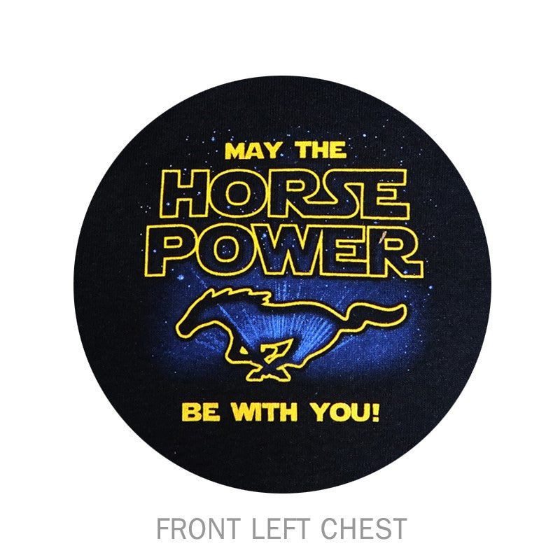 Ford Mustang T-Shirt Running Pony "Horsepower Be With You" Schwarz