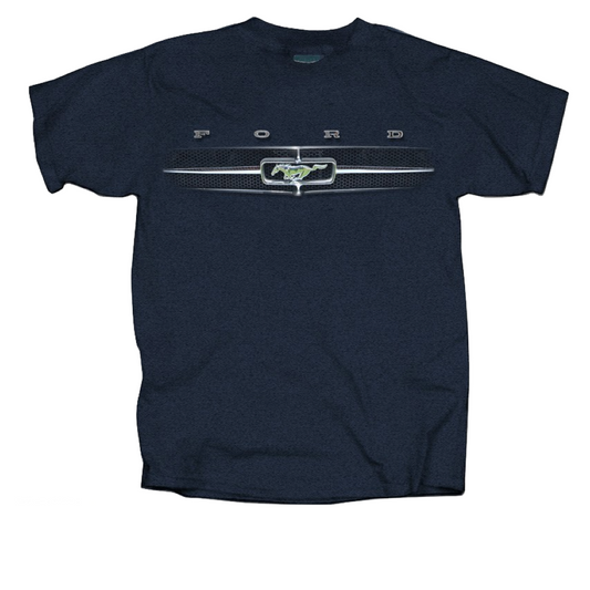 Ford Mustang T-Shirt Ford Mustang Grille Motiv Running Horse Blau