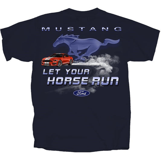 Ford Mustang T-Shirt Ford Mustang Let Your Horse Run Dunkelblau