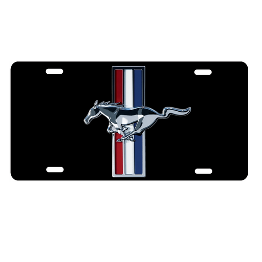 Ford Mustang Blechschild License Plate Tribar Schwarz