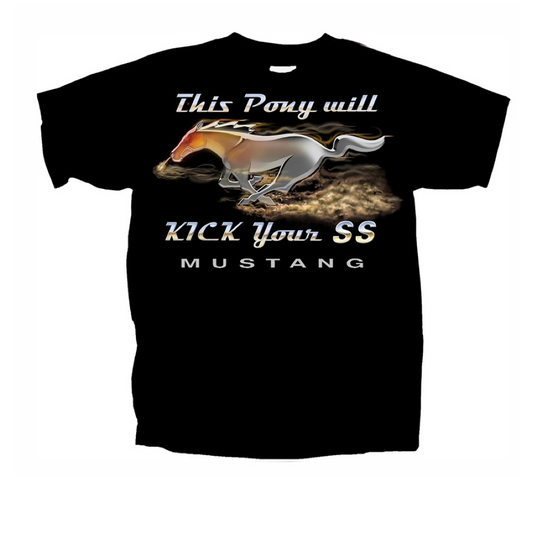 Ford Mustang T-Shirt Ford Mustang My Pony Will Kick Your SS Schwarz