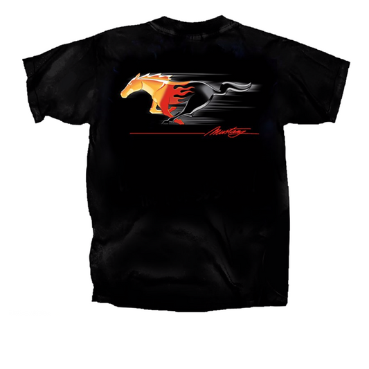 Ford Mustang T-Shirt Ford Mustang Burning Pony Emblem Schwarz