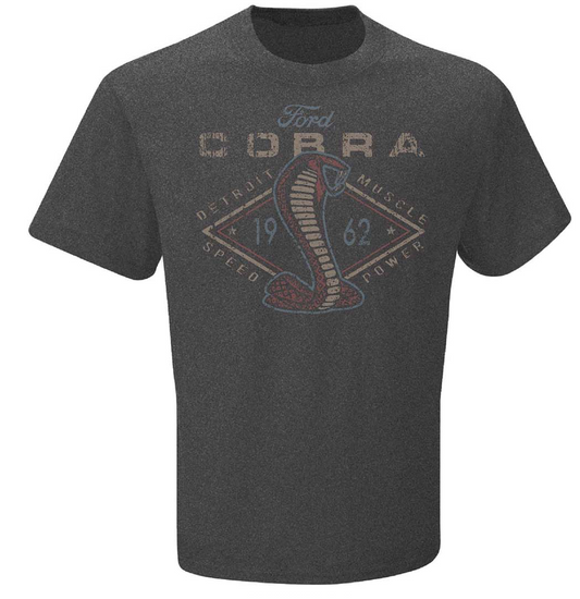 Ford Cobra T-Shirt Mustang Shelby Cobra Vintage Logo Dunkelgrau