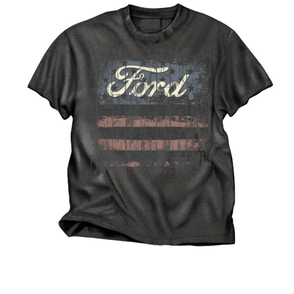 Ford T-Shirt Ford USA Flag Ford Used Look Logo Dunkelgrau