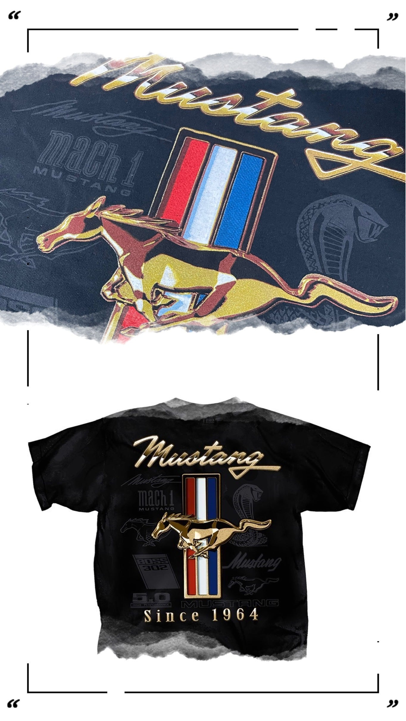 Ford Mustang T-Shirt since 1964 Ford Mustang Logo Collage Schwarz