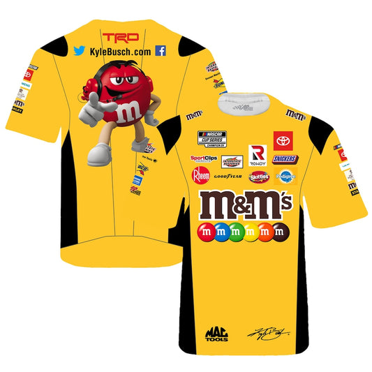 NASCAR T-Shirt Kyle Busch Sublimated Pit Crew T-Shirt m&m's Gelb