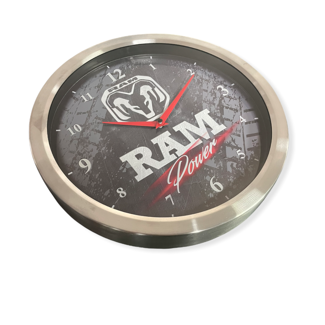 Dodge RAM Wanduhr Dodge RAM Uhr mit RAM Power Logo Edelstahl