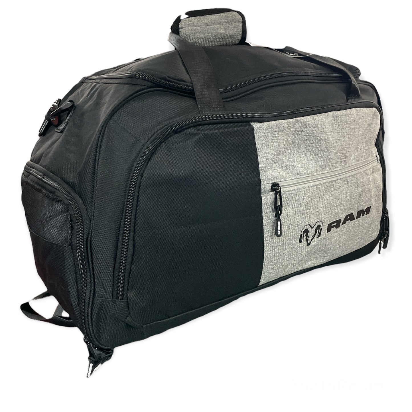 Dodge RAM Reisetasche Sporttasche Duffel Bag mit RAM Logo Schwarz/Grau