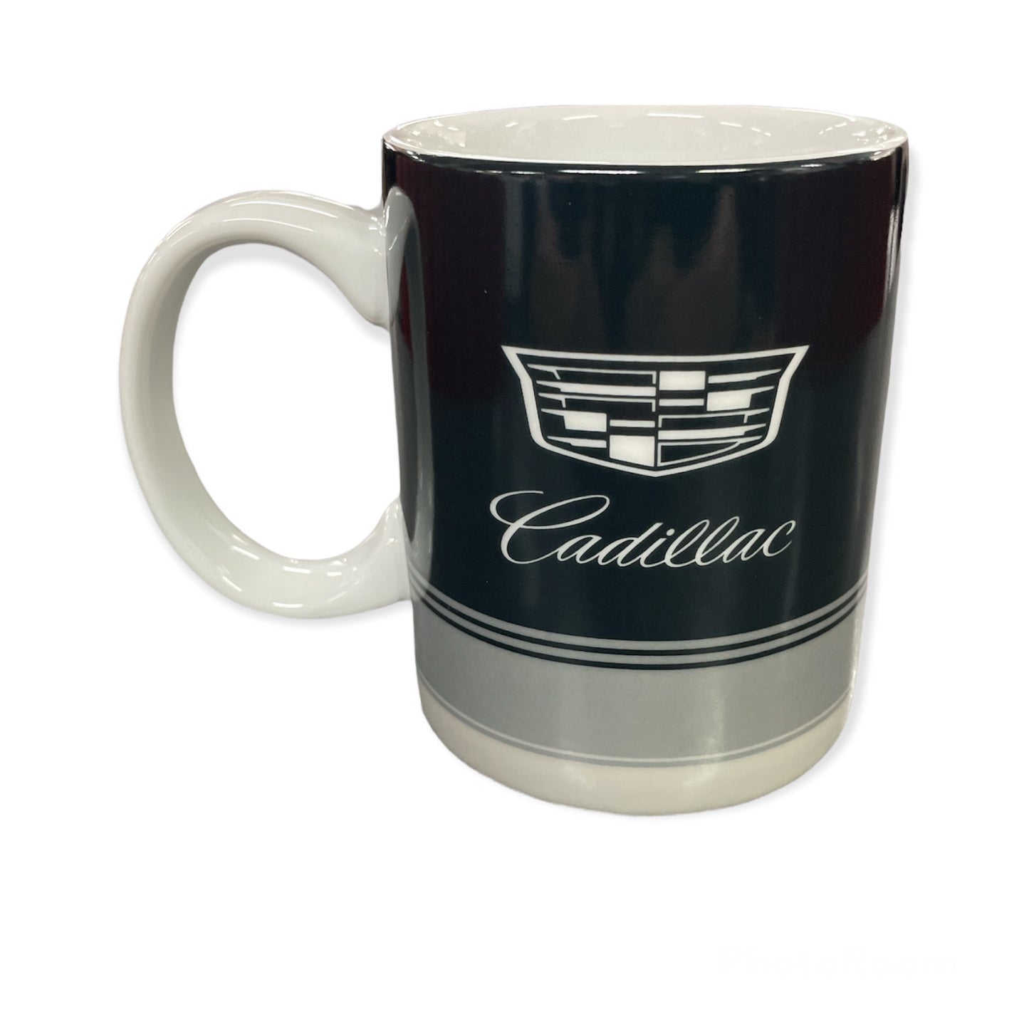 Cadillac Kaffeetasse Tasse Mug mit Cadillac Pinstripe Motiv Schwarz/Grau