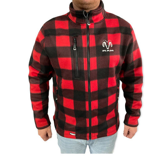 Dodge RAM Pinewood Jacke Fleecejacke mit gesticktem RAM Logo Rot/Schwarz