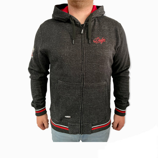 Dodge Heritage Sweatjacke Kapuzenjacke gesticktem Dodge Logo Schwarz/Rot/Grau